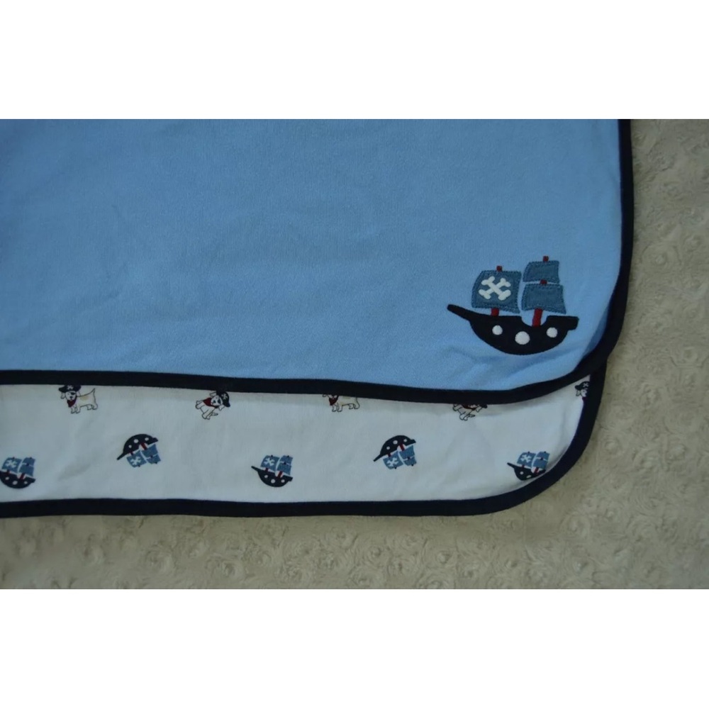 Gymboree Pirate Ship Puppy Dog Baby Blanket Blue White Red Security Lovey